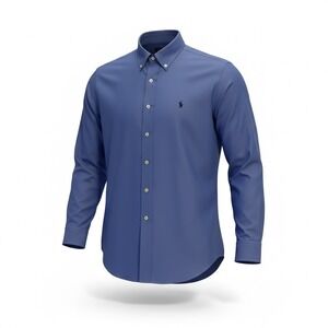 Ralph Lauren Yarmouth Pinpoint Oxford Blue Button Down Shirt Mens 16 1/2 34